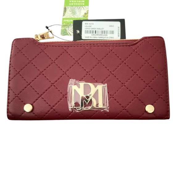 Badgley Mischka Handbags - Badgley Mischka Maroon Quilted Wallet with Gold Accents